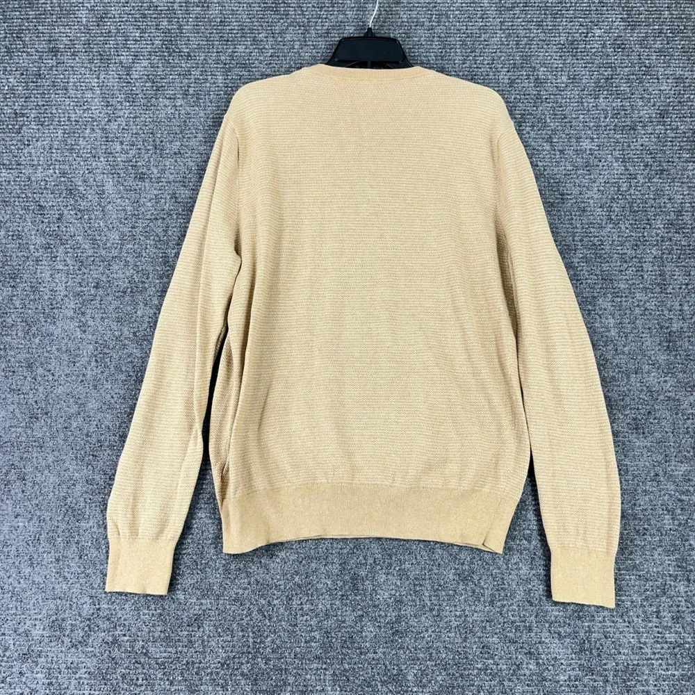 J Crew Knit For J Crew Cotton Textured Birdseye‎ Crewneck Sweater Tan L Mens